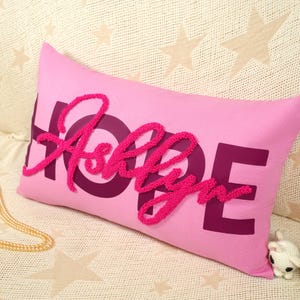 Baby Name Gift Punch Needle Pillow, Pregnancy Gift, Baby Shower Gift, Nursery Decor, Personalized Monogram Pillow, Crib Decor Custom Cushion