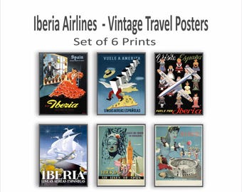 Affiche Vintage Airlines Iberia Mexico - Poster 50x70cm - NEUF