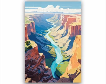 Grand Canyon landschap muurkunstposter, illustratie Arizona Desert Canyon, decor nationaal park