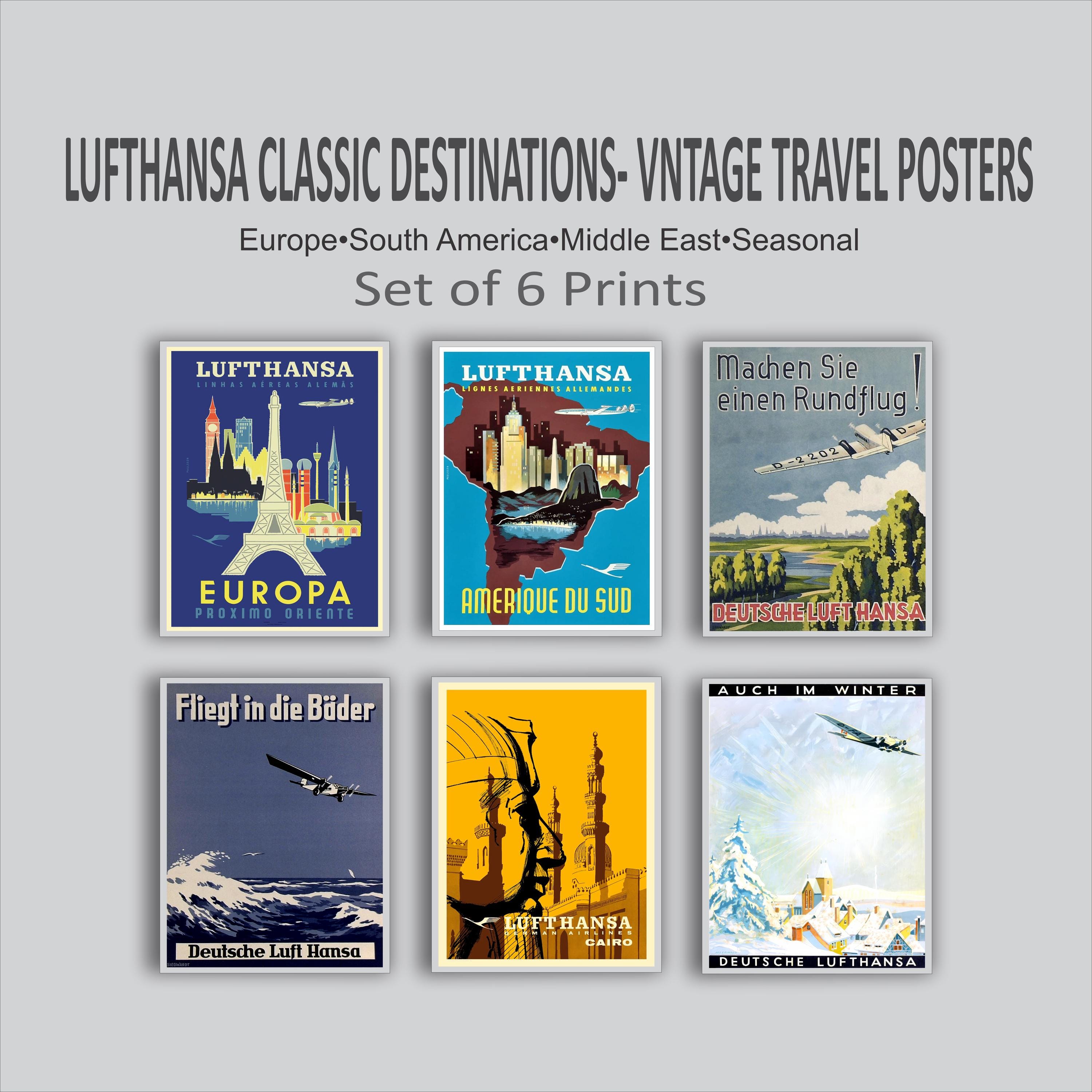 Poster Lufthansa Avion RF5, 50x70cm, Affiche Vintage HQ (neuve)