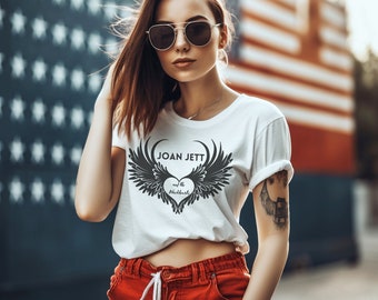 Joan Jett & The Blackhearts Unisex Tee with Heart and Wings, Joan Jett Vintage Shirt, Joan Jett Vintage T-Shirt, Women of Rock and Roll Tee