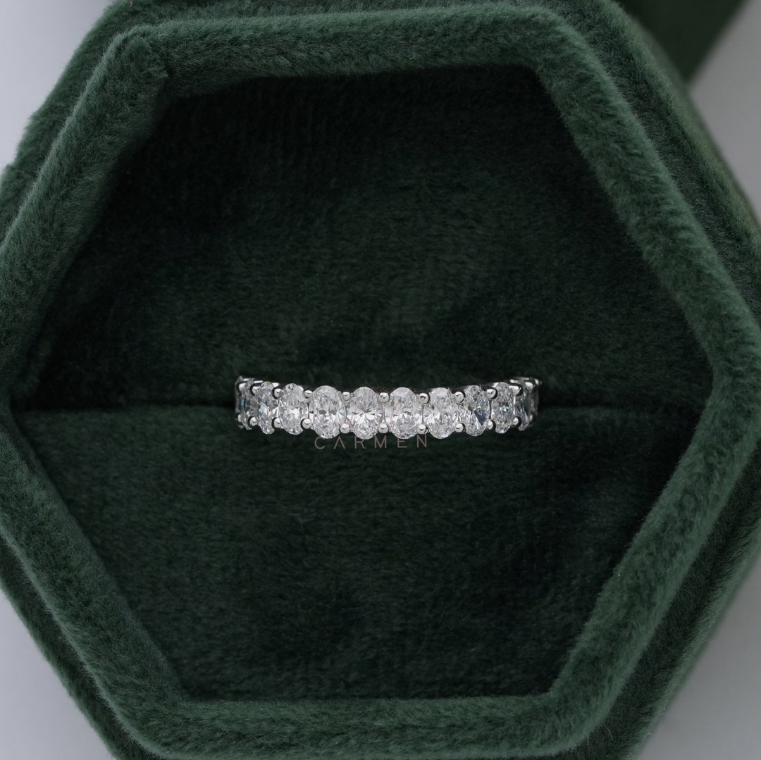 Oval Shaped Eternity Band Lab Grown Diamond Ring Diamond Etsy