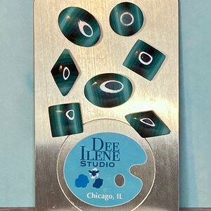Mini Magnets, set of 8 - ombre teal and black