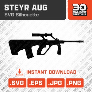 Steyr AUG SVG Silhouette - Gun Cricut Files - Rifle - Gun - AR - aug - Sticker Clipart, svg, eps, jpg, png, laser engraving - assault rifle