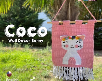 Crochet Pattern Bunny, Amigurumi Tutorial PDF PATTERN - Wall hanging decorations - Wall decor Crochet Decor Pattern - Nursery wall decor