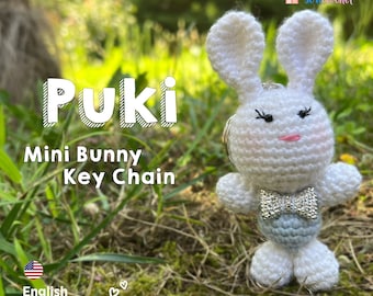 Portachiavi coniglietto con motivo all'uncinetto, modello PDF tutorial Amigurumi, modello con animali all'uncinetto, modello portachiavi all'uncinetto - modello Amigurumi