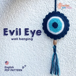 Crochet Pattern Evil Eye, Amigurumi Tutorial PDF Pattern, Evil Eye Wall Hanging Crochet Pattern | Evil Eye Ornament | Evil Eye Keychain