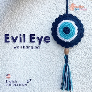 Crochet Pattern Evil Eye, Amigurumi Tutorial PDF Pattern, Evil Eye Wall Hanging Crochet Pattern | Evil Eye Ornament | Evil Eye Keychain