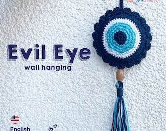 Crochet Pattern Evil Eye, Amigurumi Tutorial PDF Pattern, Evil Eye Wall Hanging Crochet Pattern | Evil Eye Ornament | Evil Eye Keychain