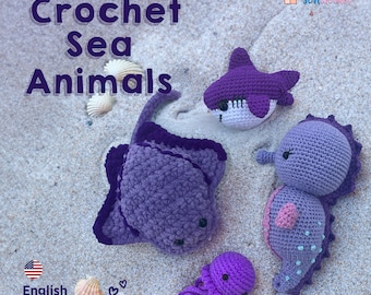 Crochet Patterns Bundle Sea Animals, Amigurumi Tutorial PDF Pattern, Bundle Crochet Pattern, Beginner Crochet Pattern, Easy Crochet Pattern