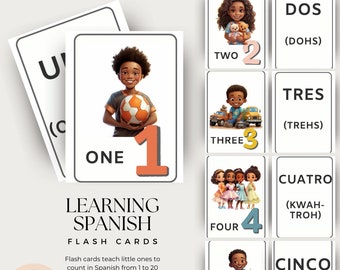 African American Toddler Flash Cards | Toddler And Kids Learning | Spanish flashcards for African American kids| Learning Spanish