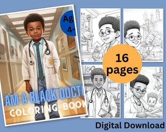 Libro para colorear African American Boys Doctor Dream, libro para colorear para niños negros, actividades de viaje para niños, colorear preescolar, páginas para colorear para niños