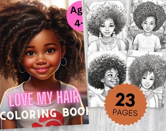 Empower Her Coloring Book for African American Girls, coloring book for black kids, travel activity kid, preschool color, kids coloring page