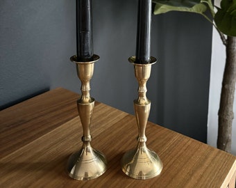 Vintage Brass Candlestick Holders, Set of Two, 6 Inches