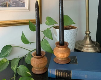 Vintage Small Wood Candlestick Holders by Stuart's Wood Products