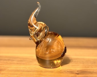 Vintage Kunst Glas Elefant Briefbeschwerer