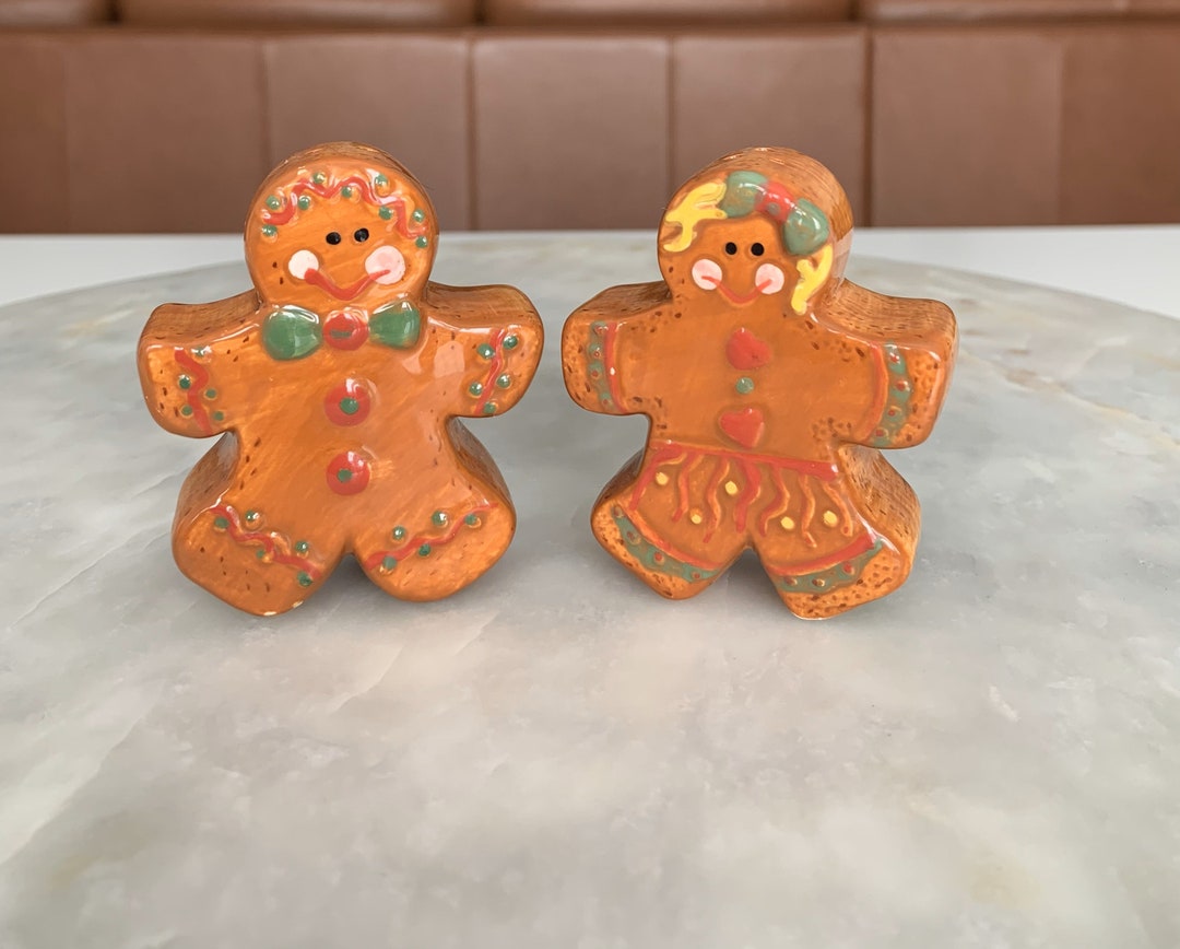 Vintage Ceramic Gingerbread Man and Woman Salt and Pepper Etsy UK