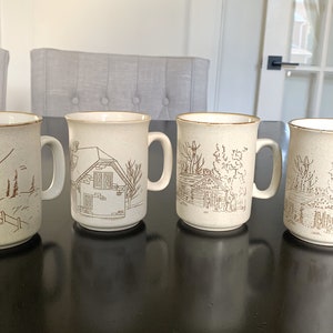 Vintage Coree Collection Manoir Coffee Mugs Set of Four
