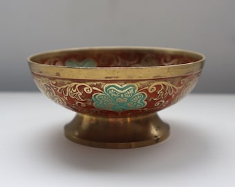 Stara mosiężna emaliowana miska na cokole