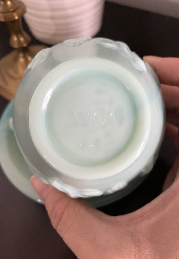 Vintage Avon Victoriana Green Jade Milk Glass Pitcher and Bowl - Etsy