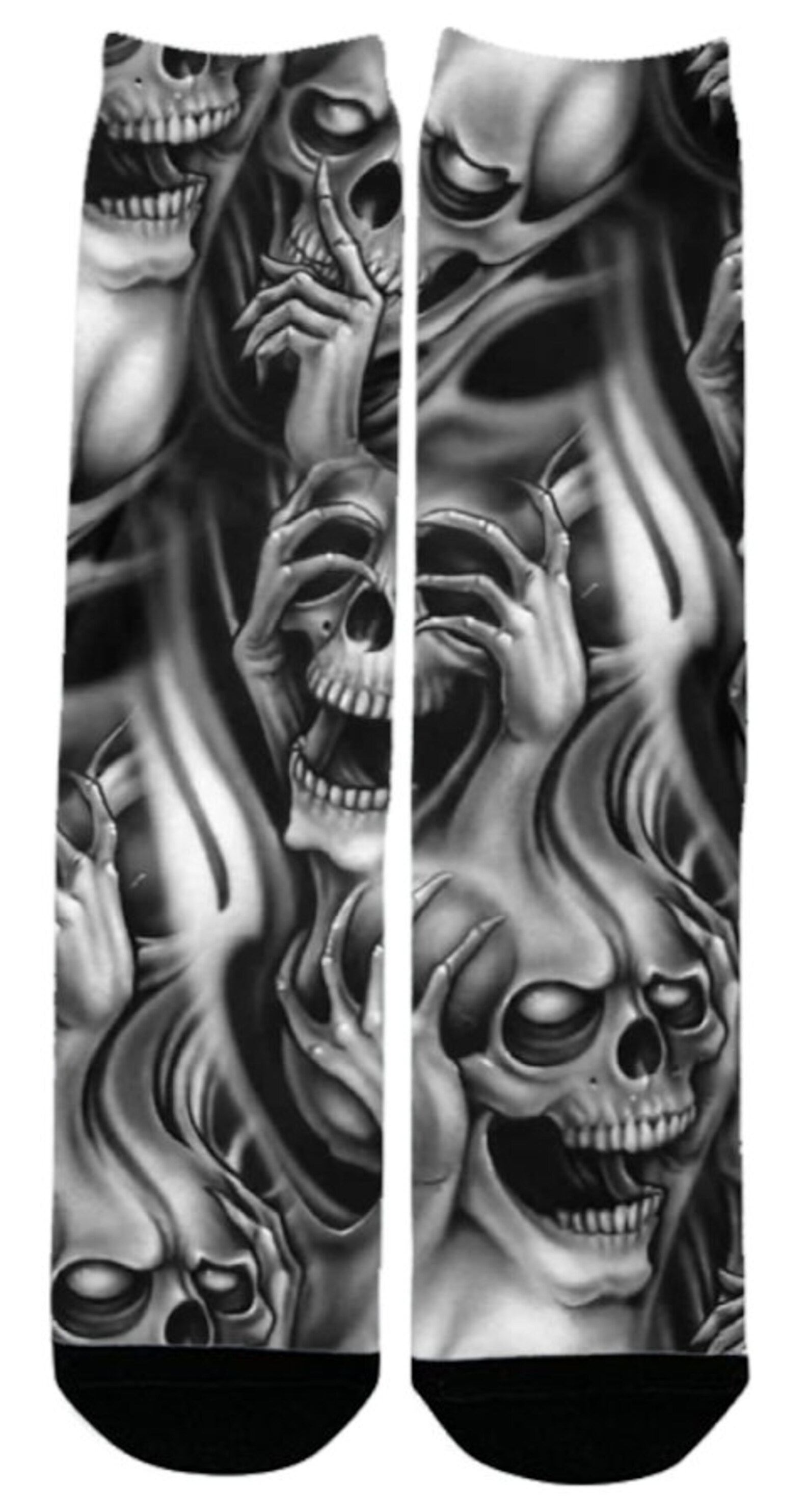 Black, White, Gray, Smoke Skull Dress Socks Unisex Versatile Holiday