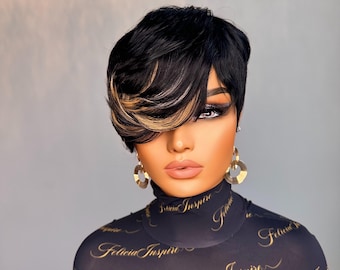 CLASSY SEXY | SOFT Curl Pixie Wig | Short Razor Cut Wigs for Black Women | Felicia Inspire | Human Hair Wig | Alopecia| Protective Style