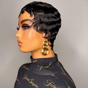 SASSY EXCLUSIVE Pixie Wig Melanie | Finger Wave Pixie Wig | Short Pixie Wigs for Black Women | Human Hair Wig | Alopecia| Protective Style