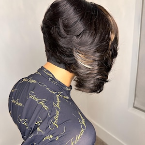 LAYERED LACE BOB / Asymmetrical Bob Wig-Michelle | Lace Closure Wig | 100% Human Hair Wig | Felicia Inspire | Removable Wig | Lace Frontal