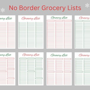 Printable Grocery Lists, 24 Pages, 4 Styles, 3 Different Borders ...