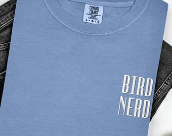 刺繍入りバードオタクComfort Colors®シャツ、バードウォッチングTシャツ、バードウォッチングアパレル、バードラバーTシャツ、バードウォッチャー、鳥類学卒業生へのギフト
