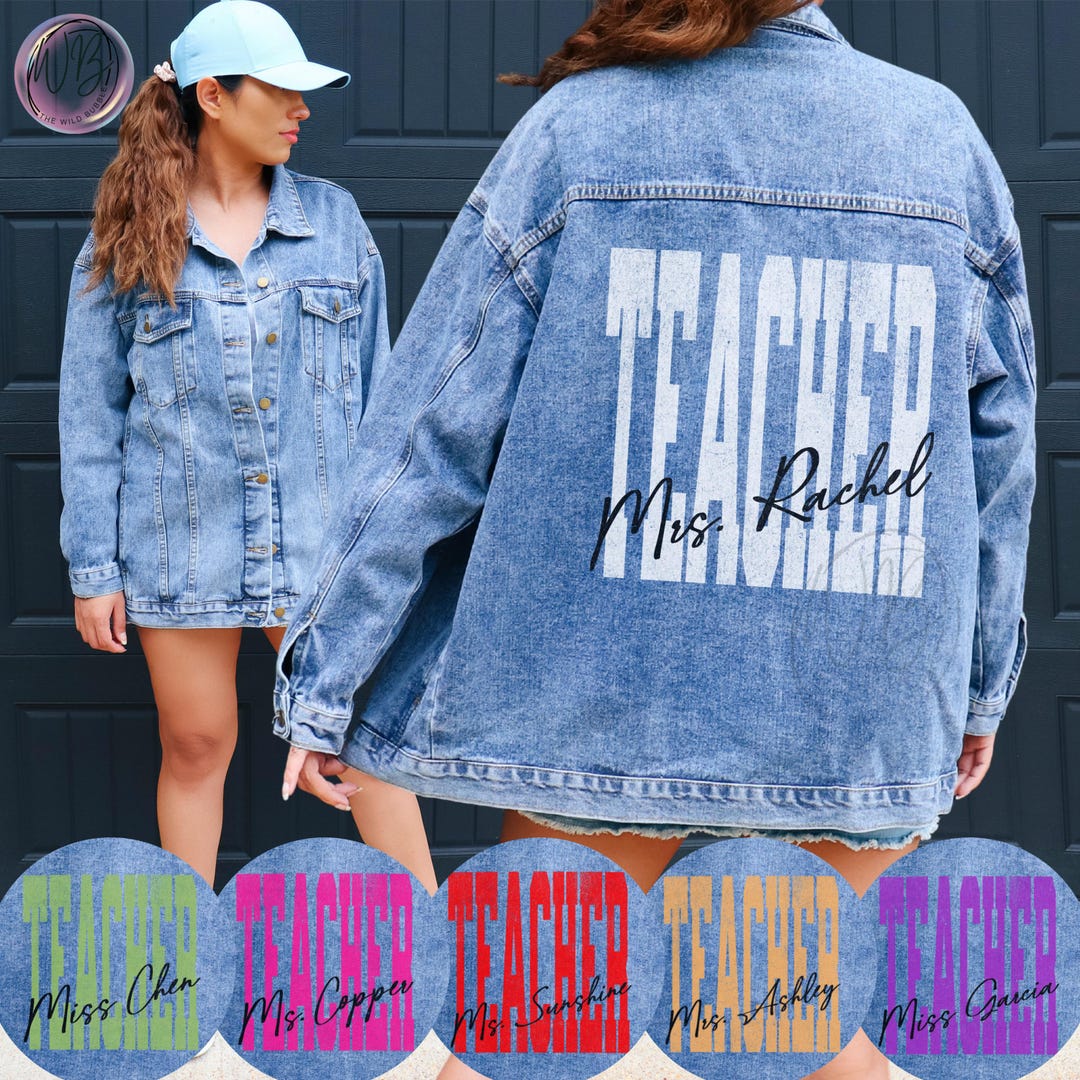 Personalized Teacher Denim Jacket | Custom Name Back School Staff Gift ...