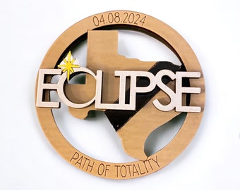 Path of Totality Solar Eclipse 4-8-24 Magnet for Texas - Hand Painted Memorabilia