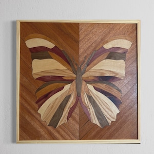 Butterfly Wood Intarsia 24&quot;x24&quot; Wall Art
