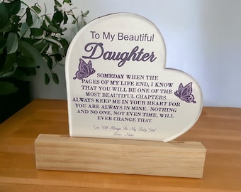 To My Beautiful Daughter Heart Keepsake Plaque