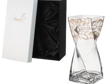 Large Luxury Glass Vase 30 cm - Luxury Gift Box - Clear Mouth Blown Glass - 11.8 in