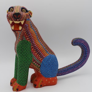 Fearsome Orange Jaguar Alebrije