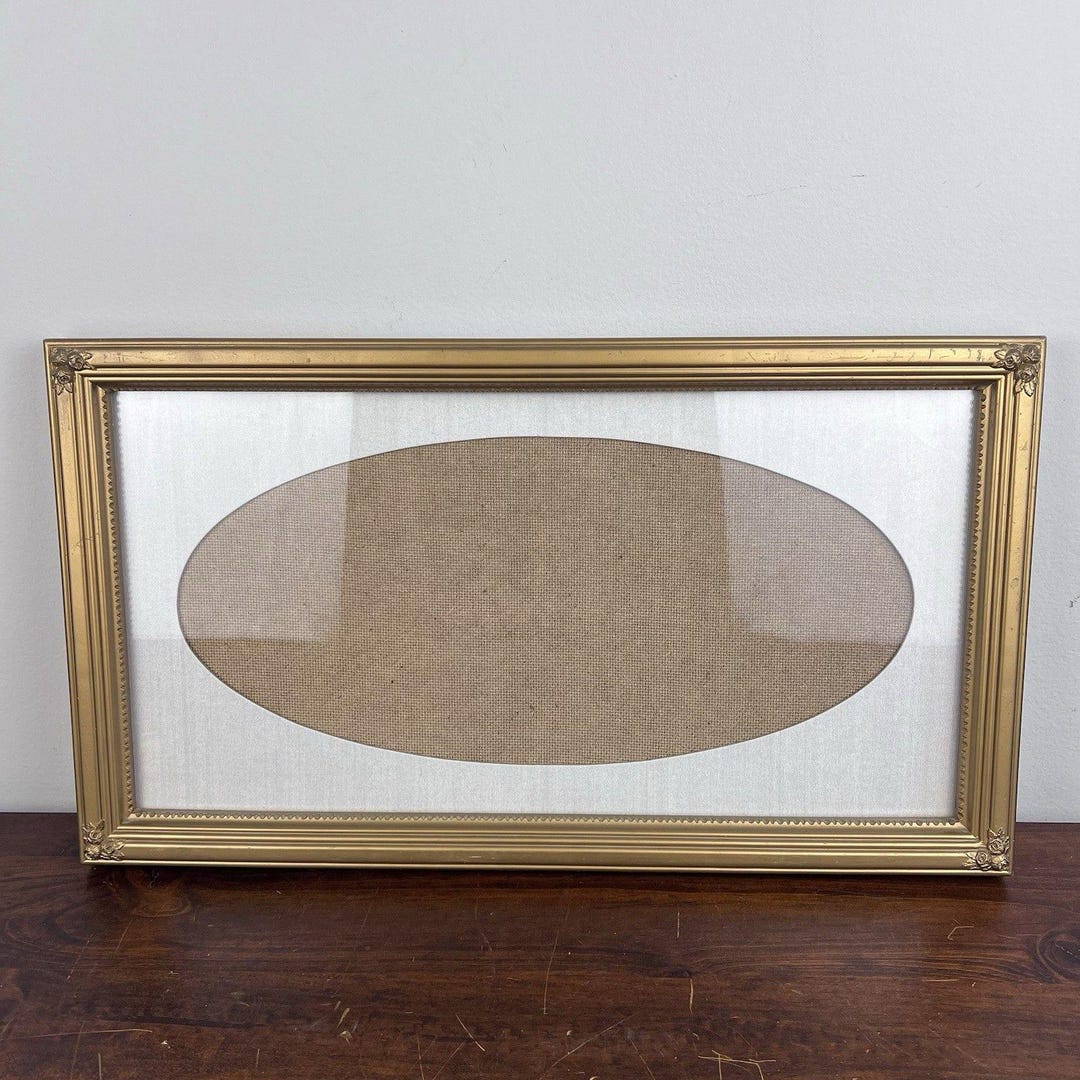 Vintage 10x19 Gold Homco Picture Frame Ornate, W/oval Mat (7.5