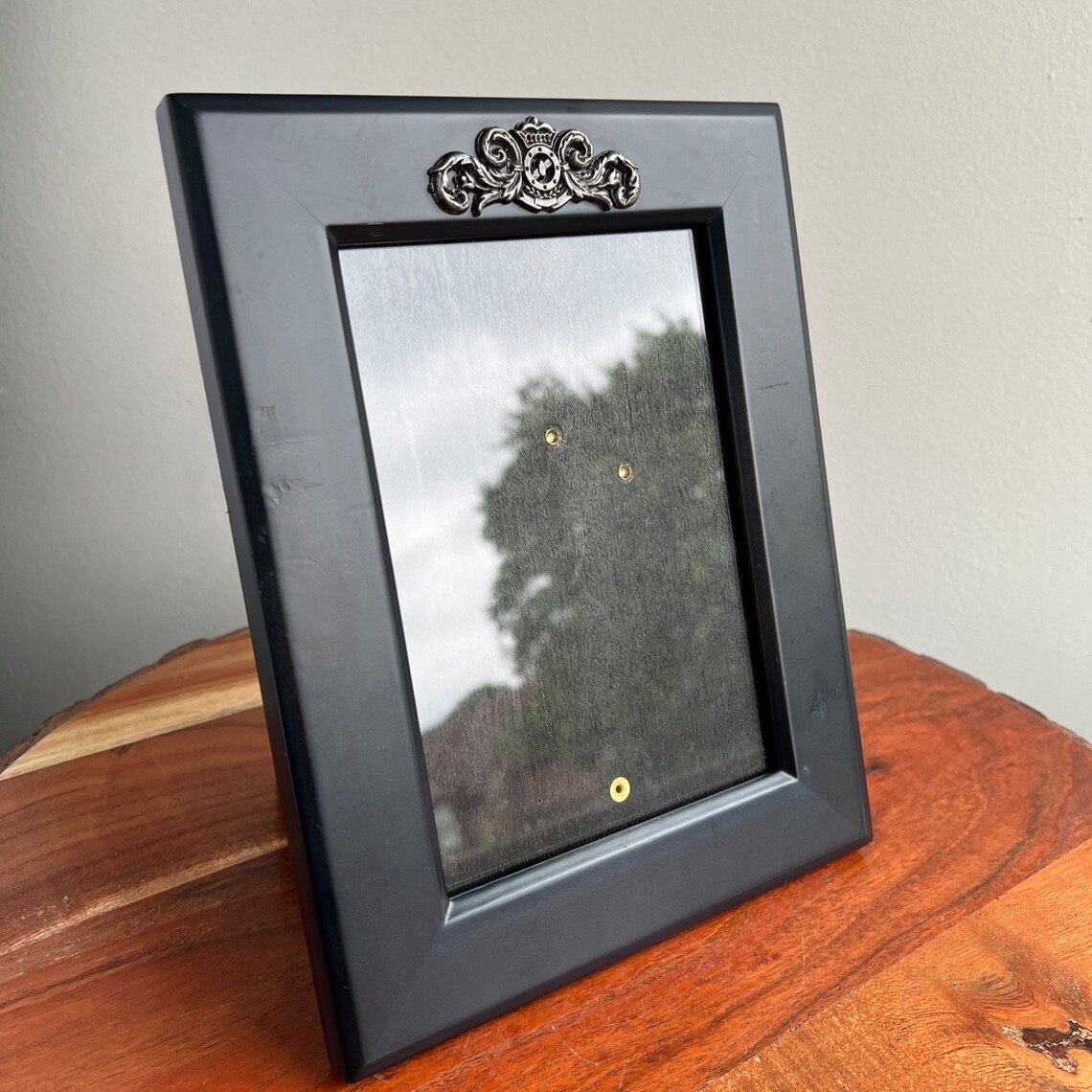 Vintage 5x7 Wood Photo Frame Metal Crown Detail, Wood Backing, Philip ...