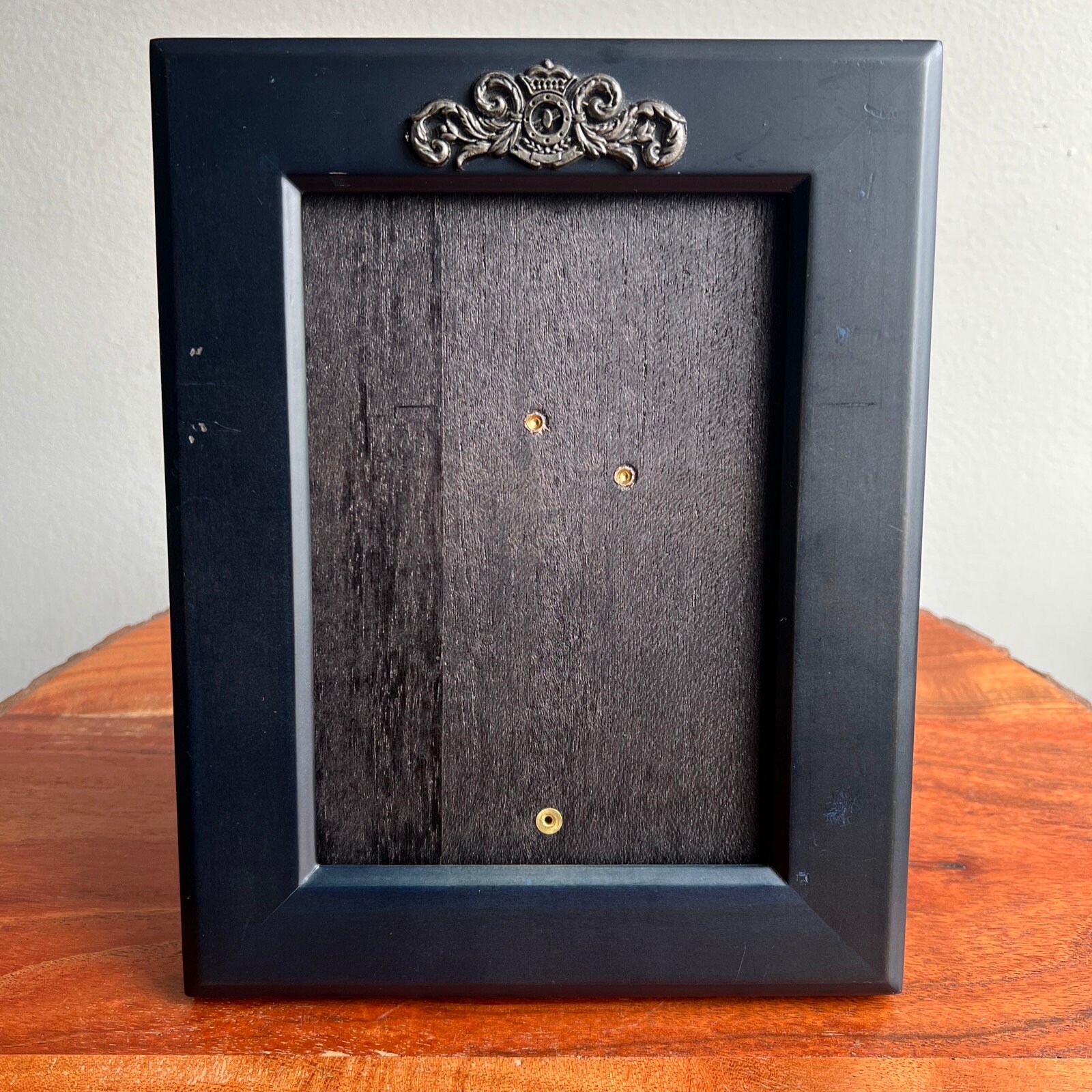 Vintage 5x7 Wood Photo Frame Metal Crown Detail, Wood Backing, Philip ...