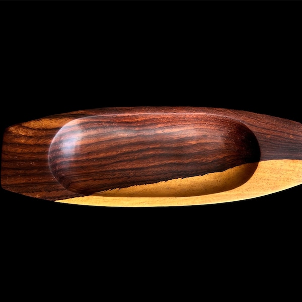 Vintage Cocobolo Rosewood Oblong Dish 8" | Two-Tone Small Exotic Wood Tray