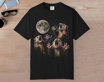 Howling Possums and Full Moon T-shirt | Cute Night Animal Art