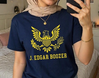 J. Edgar Boozer T-Shirt | Patriotic Eagle Graphic, Vintage Shield Emblem
