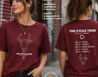 Uterus The Cycle Tour tee | Period Humor Menstrual Cycle Diagram Shirt Middle Finger