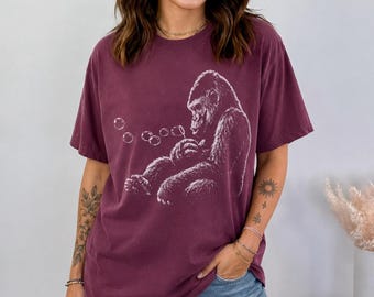 Gorilla Blowing Bubbles T-Shirt | Sketch Ape Illustration