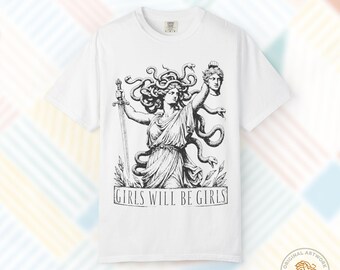 Girls Will Be Girls Statue Illustration T-shirt | Feminist Art Tee