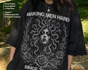 Medusa head illustration Making Men Hard shirt | Mythology graphic tee
