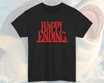 Happy Ending graphic Tee | Red retro typeface shirt