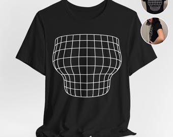 Chest Illusion Tee | Optical Grid Skull T-Shirt