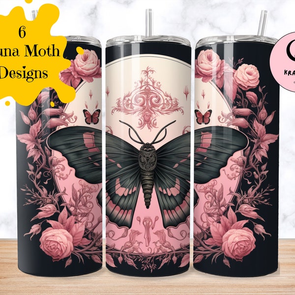 Luna Moth Tumbler Skinny Designs Png, Pink 20 oz Sublimation, Artful Moth,  Moth Loving, Witchy Gift, tumbler  giftfor her, tumbler forher