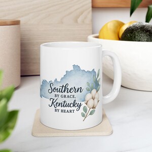 Southern Grace Ceramic Mug, Kentucky Heart Coffee Cup, Drinkware Gift, Country Charm Tea Mug, Southerner Home Decor, Gift for Kentuckian